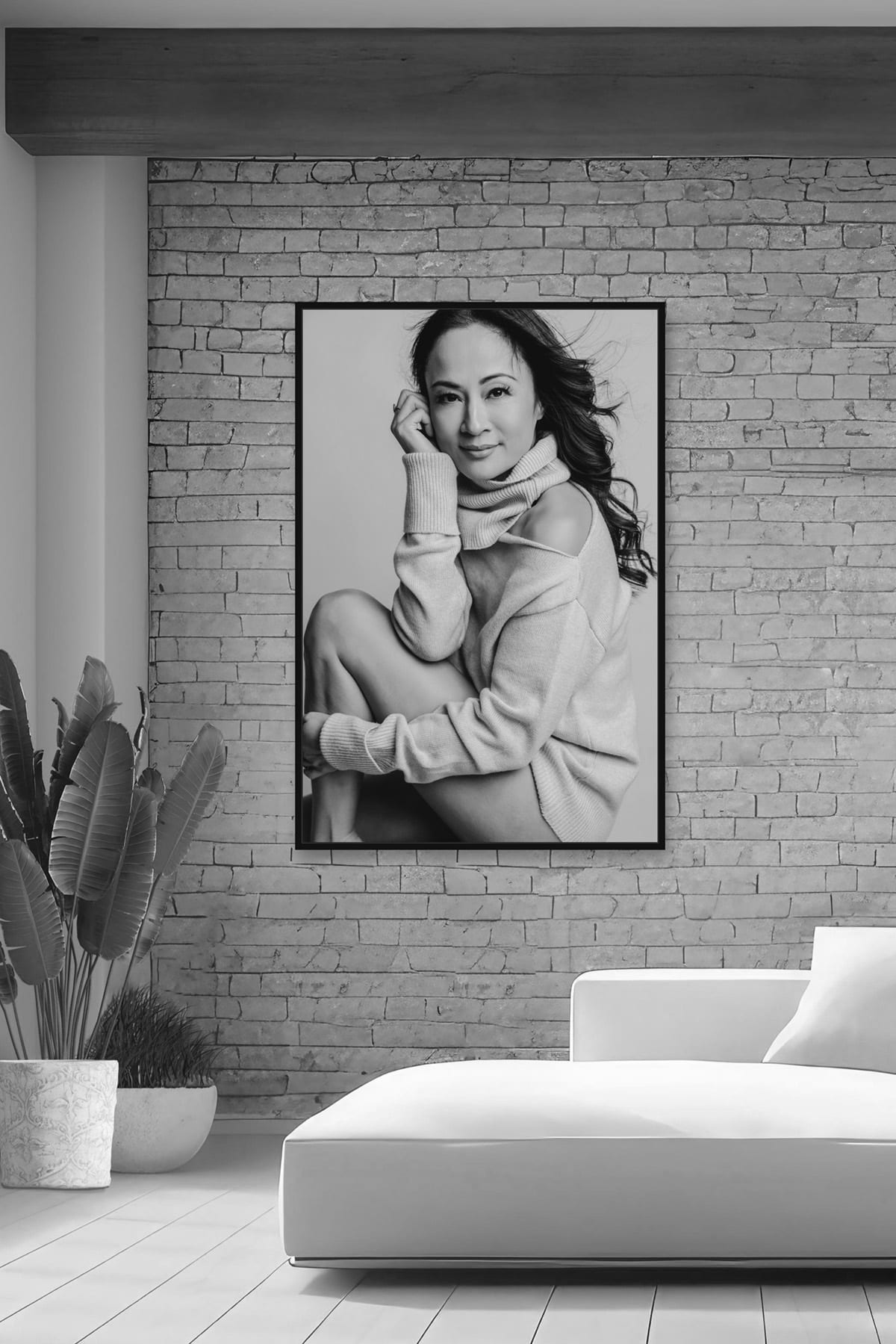ICONIC Experience 40+ Boise wall art — heirloom black-and-white portrait installed in a real home