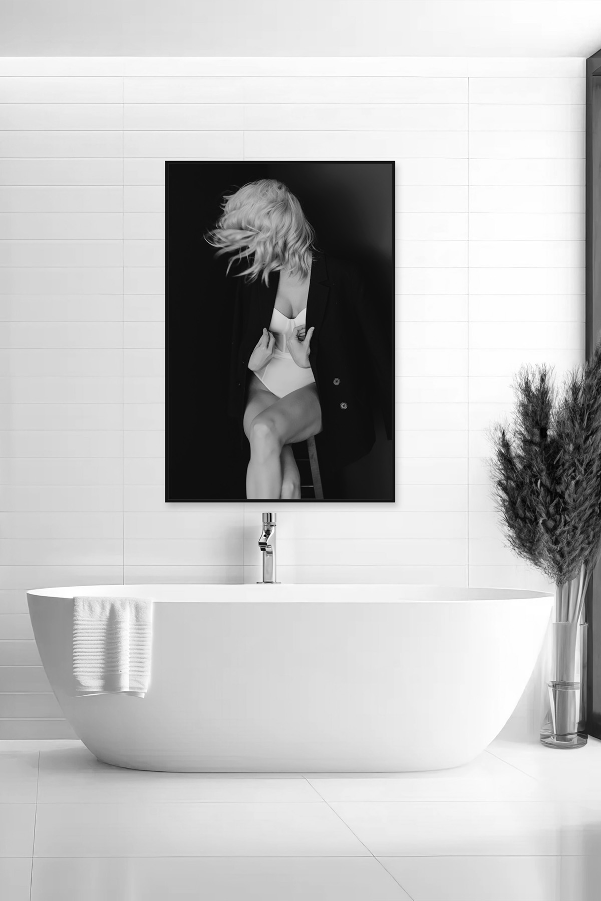 ICONIC Experience 40+ Boise wall art — heirloom black-and-white portrait installed in a real home