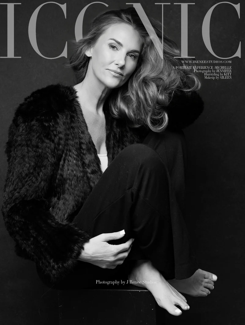 ICONIC magazine cover featuring a black-and-white portrait by J Renee Studios